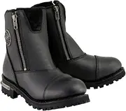 Milwaukee Leather MBM102 Men's Black Smooth Double Sided Zipper Entry Motorcycle Leather Boots