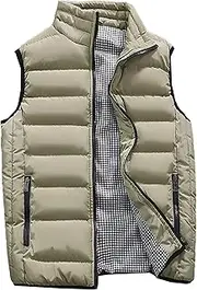 [Generic] Men's Handsome Thick Vest Stand Up Collar Zipper Outdoor Waistcoat Lightweight Work Sleeveless Outerwear