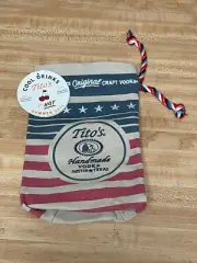 NEW 2022 TITOS HANDMADE VODKA AUSTIN TEXAS BURLAP DRAWSTRING BOTTLE SAC BAGS