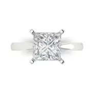 14K White Gold Solitaire Promise Ring, 3 ct Princess Cut Simulated Diamond