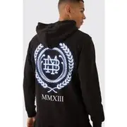 Mens Black Regular Fit MMXIII Crest Graphic Zip Through Hoodie