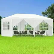 ALFORDSON 3m x 6m Gazebo Marquee Canopy with Carry Bag & 6 Wall Panels White Color, Easy Put-up Pavilion Shelter Shade with Steel Frame for Wedding Party Camping