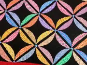Patchwork Scraps Orange Peel variation FINISHED QUILT - Queen size