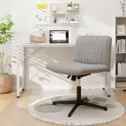 CostwayCriss Cross Legged Chair No Wheels with Wide Padded Seat and Adjustable Height-Grey