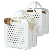 45L Foldable Laundry Hamper 2 Section, Collapsible Laundry Baskets Plastic, w...