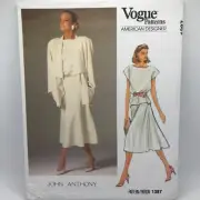 Vogue Patterns 1387 Sz 12 John Anthony Jacket Skirt Top Sewing Pattern FF UC