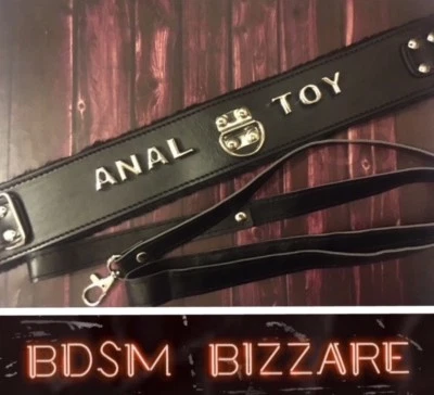 Leather Bondage collar neck cuff restraints fetish role play kit HIGH QUALITY