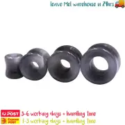 1 Pair Ear Piercing Tunnels Stretchers Grey Stone Plugs Saddle Body Jewellery