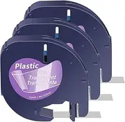 NineLeaf 3 Pack Compatible for DYMO 16952 LetraTag Refills Black on Clear 1/2" (12mm) x 13ft (4m) LT Pastic Label Tape Work in LetraTag LT100H LT-100T Plus LT110T QX50 XR XM 2000 Label Maker