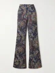 [Etro] Etro - Paisley-print Crepe Flared Pants - Black - IT42 IT 42 Black