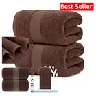 Soft Brown 650 GSM Bath Towels - Extra Large Lint-Free, 2 Pack Collection