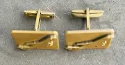 Continental Airlines Cuff Links - Gold tone - Contrails Meatball Logo