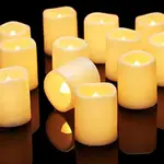 HOMEMORY 12 支裝閃爍無焰還願蠟燭,200 小時電動假蠟燭,電池供電 LED 小蠟燭