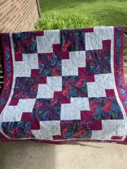 QUILT floral patchwork throw size 42" x 58" cotton handmade