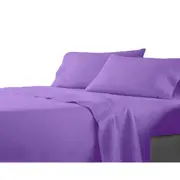 Purple Flat Fitted Sheet Set Bed Single KS Double Queen King