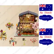 Sushi House DIY Miniature Wooden Dollhouse with Dust Cover Music Box LED Lights