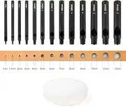 OWDEN Professional 13 Pc Leather Hole Punch Set (Slim Style) 1.0-12MM for Belt, Watch Band & Strap Gasket. Includes Free 3" Nylon Mat
