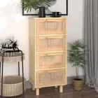 NNEVL Sideboard Brown 40x30x90 cm Solid Wood Pine and Natural Rattan