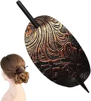 Hair Clip with Stick - Faux Leather Hair Barrette Hair Tie - Hair Slider Pin Ponytail Holders, Bohemian Style Hair Accessories Barrette for Women Girls