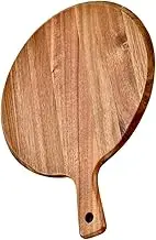 Alipis Bread Pizza Serving Wooden Cutting Board Handle Kitchen Meat Chopping Board Round Serving Plate Snack Storage Decorative Healthy