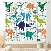 Dino Curtains for Boys Room, Kids Boys Cartoon Dinosaur Funny Colorful Safari Animals Blackout Window Drapery Treatments for Baby Kids Room Bedroom Living Room Nursery Fabric 2 Panels, 52"x84" Inch