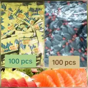 100 pcs Mini Pack Wasabi Paste & 100 Pcs Mini Pack Soy Sauce For Sashimi / Sushi