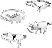 [BTAKANPP] Stainless Steel Toe Rings Cute Open Geometric Animal Ring Japanese And Korean Fashion Jewelry (4 (Silver, One Size), Silver