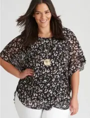 BNWT Autograph Batwing Top Size 26 Ladies Plus Sz Mesh Kaftan Top Abstract Spot