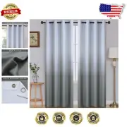 Chic Ombre Gradient Curtains - Light Blocking & Soundproof 2 Panel Set, 52x84
