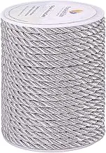 PH PandaHall 18 Yards 5mm Twisted Cord Trim 3-Ply Twisted Cord Rope Nylon Crafting Cord Trim Thread String for DIY Craft Making Home Decoration Upholstery Curtain Tieback, Silver