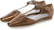 [EVOL] Evor Women's T-Strap Square Flat Pumps, Lightweight, Soft