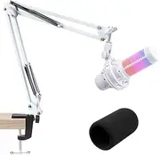 SUNMON White QuadCast Boom Arm for HyperX - Microphone Compatible with S White, Mic Stand Cover, Improve Sound Quality,Mic