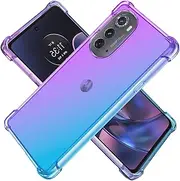 [KOARWVC] Case for Moto Edge 30 Pro Case, Motorola Edge X30/Edge+ 2022 XT2201-1 Case Clear Case Gradient Slim Anti Scratch TPU Shockproof Protective Phone Cover for Motorola Edge 30 Pro Purple/Blue