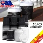 Disposable Coffee Cups With Lids 8OZ 12OZ Thicken Paper Takeaway BPA Free NEW
