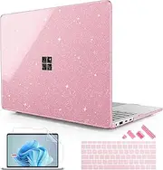 Case for Microsoft Surface Laptop 13.8 inch (Model 2036), 2024 Windows 11 Copilot+ PC, 7th Edition Touchscreen Display, Plastic Hard Shell Case with Keyboard Cover, Sparkly Pink