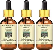 Devprayag Pure Watermelon Seed Oil (Citrullus lanatus) with Glass Dropper Natural Therapeutic Grade Cold Pressed (Pack of three) 100ml X 3 (10 oz)