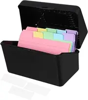 Gatuida 1 Set Business Card Organizer with Lid Index Card Storage Box Includes Blank Labels for Versatile Use for Notebooks and Flashcards Lightweight and Black Box