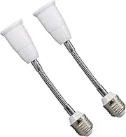 2Pcs Light Socket Extender,Flexing Neck All Directional Light Bulb Socket Extender,PBT Fireproof Light Socket Adapter, 360 Degree Adjustable Light Bulb Extension Socket