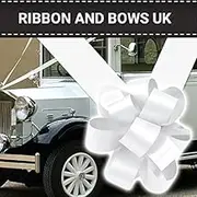 Wedding CAR Decoration with 3 Large Bows and 8M Ribbon (White)