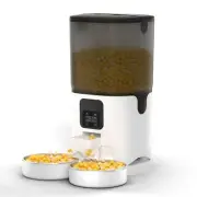 7L Automatic Cat Feeder for 2 Cats, 2-Way Splitter Timed Cat Dry Food Dispens...