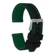 Silicone Watch Bands 20mm Soft Quick Release Watch Bands, Black Green