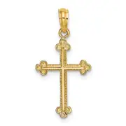 14K Yellow Gold Cross W/ Spade Tip Edges Charm