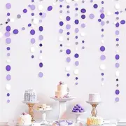 Party Decor Purple White Birthday Wedding Baby Bridal Party Decorations Paper Circle Love Garland Lavender Hanging Paper Polka Leaf Streamer (Color : Circle 11Ft)
