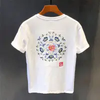 在飛比找蝦皮商城精選優惠-民族風 刺繡上衣夏季新款體恤中國風刺繡短袖t恤男裝潮流休閑寬