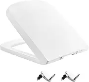 Square Toilet Seat Soft Close, Toilet Seats White with Quick Release and Adjustable Hinges for Easy Cleaning, Simple Top Fixing, Anti-Bacterial Toilet Lid Cover Rectangular Toilet Seats