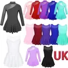 Kids Girls Figure Ice Roller Skating Dresses Gym Ballet Dance Leotard AU