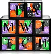 Geyee 8 Pieces Balloon Box Decoration, Transparent Block with 78 Letters/ 3-Sets of A-Z for Bride Shower, Baby Shower, DIY Name Boxes, Wedding Supplies, Birthday Decoration Boxes (Black)