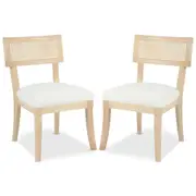 Avelino Wooden-Framed Rattan Boucle Dining Chairs - Set of 2 Cream White