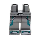 Lego - Minifigure Legs - Silver Grey, Sweat Pants, Teal Blue White, Shoes