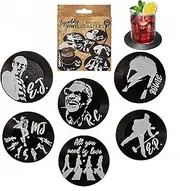 HOLADAWN 6Pcs Retro Vinyl Record Coaster Set, Perfect Drink Coasters for Rock Music Lovers, Parties, and White Elephant Gifts